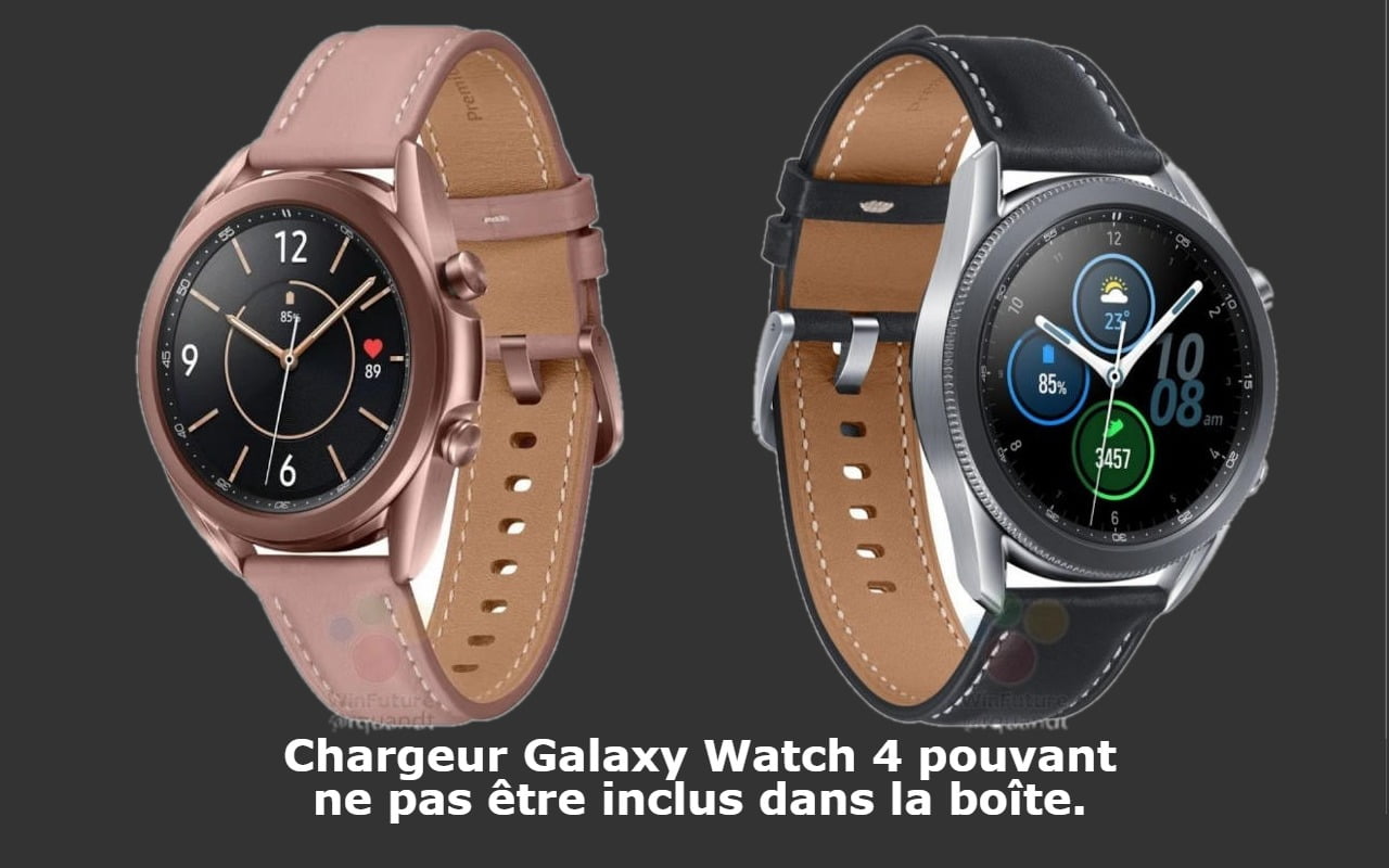 Chargeur Galaxy Watch 4 pouvant ne pas être inclus dans la boîte.