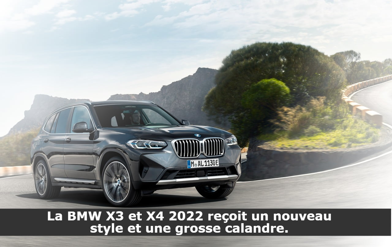 La BMW X3 et X4 2022 reçoit un nouveau style et une grosse calandre.