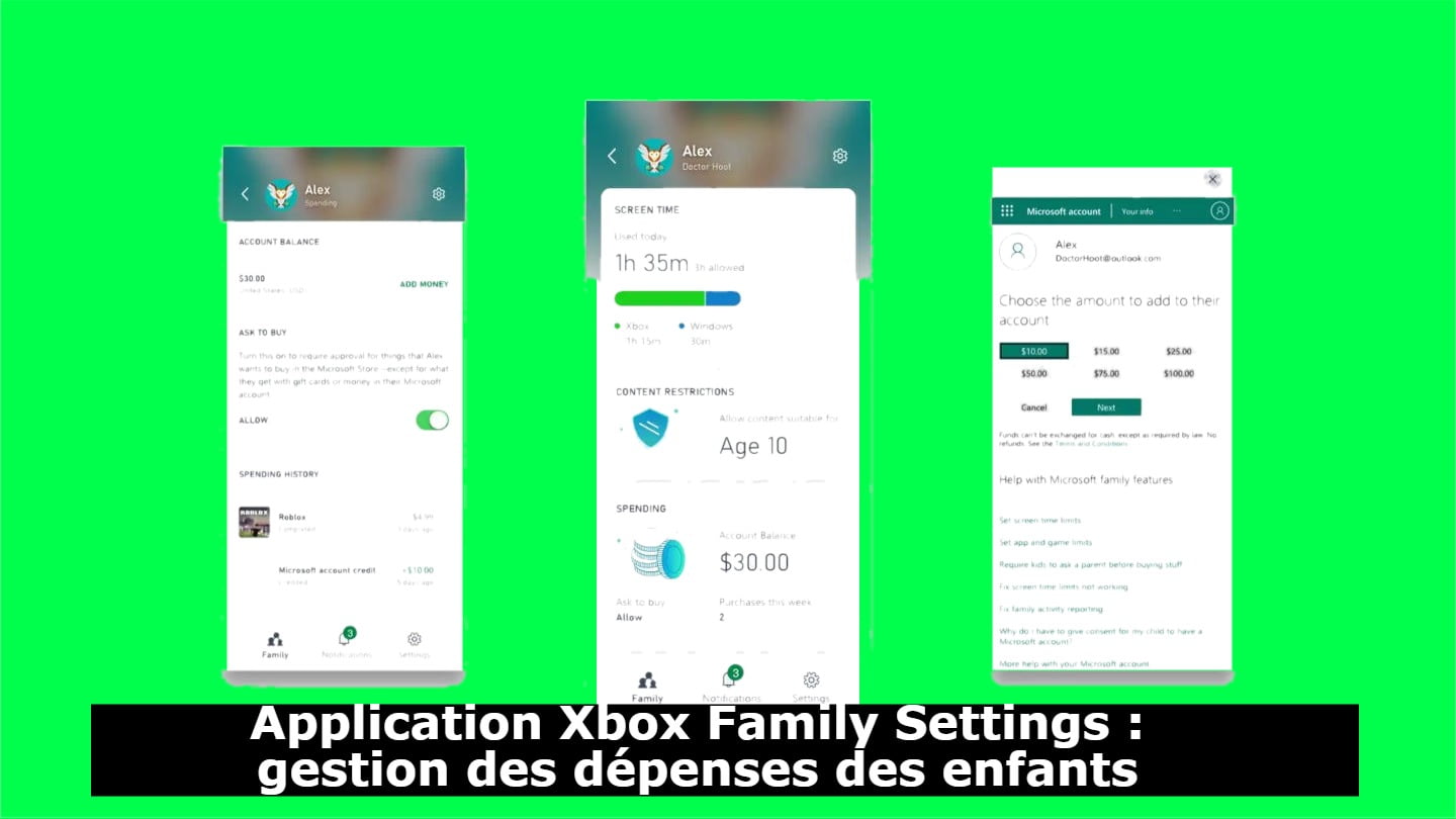Application Xbox Family Settings : gestion des dépenses des enfants