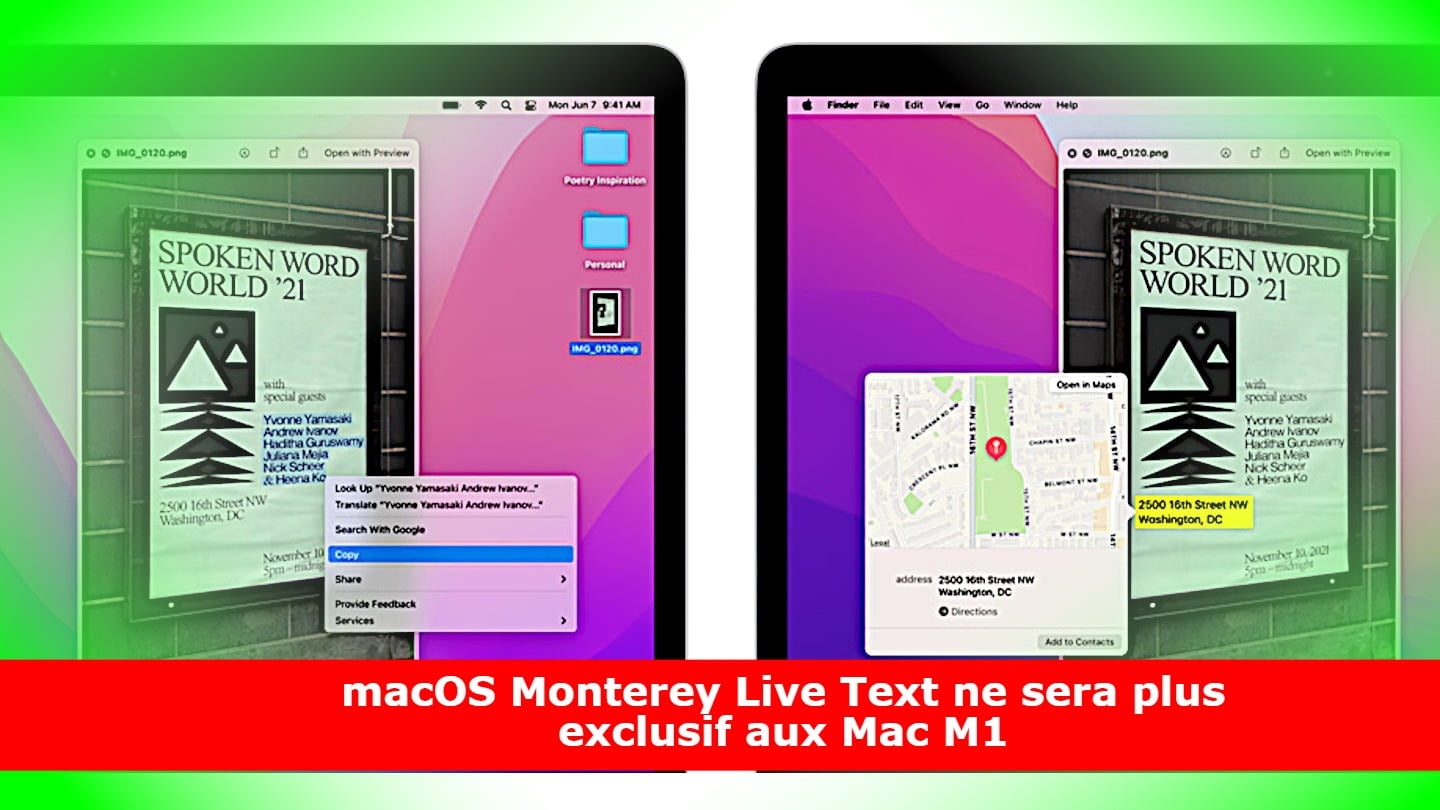 macOS Monterey Live Text ne sera plus exclusif aux Mac M1