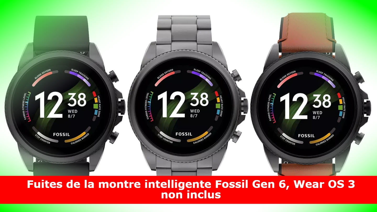 Fuites de la montre intelligente Fossil Gen 6, Wear OS 3 non inclus