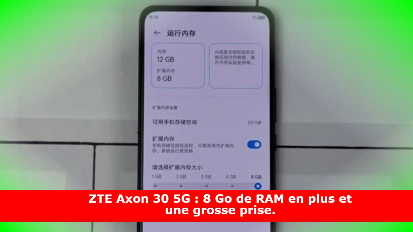 ZTE Axon 30 5G : 8 Go de RAM en plus et une grosse prise.