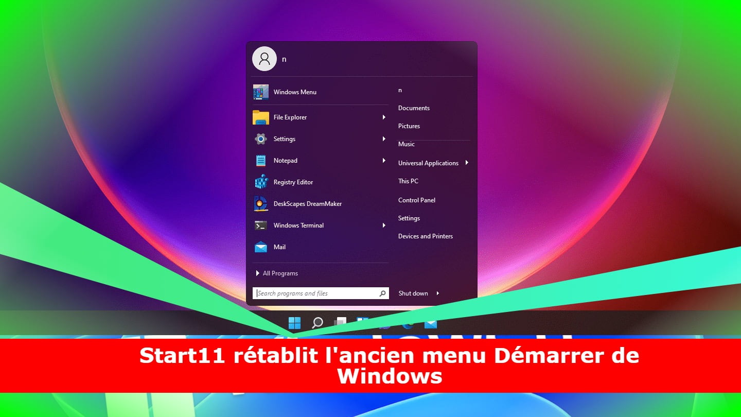 Start11 rétablit l'ancien menu Démarrer de Windows