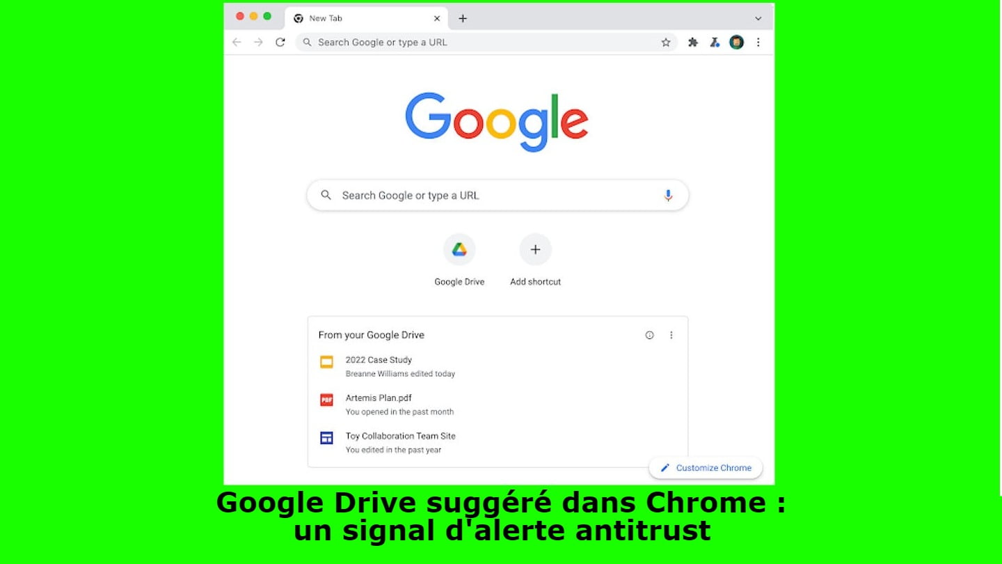 Google Drive suggéré dans Chrome : un signal d'alerte antitrust