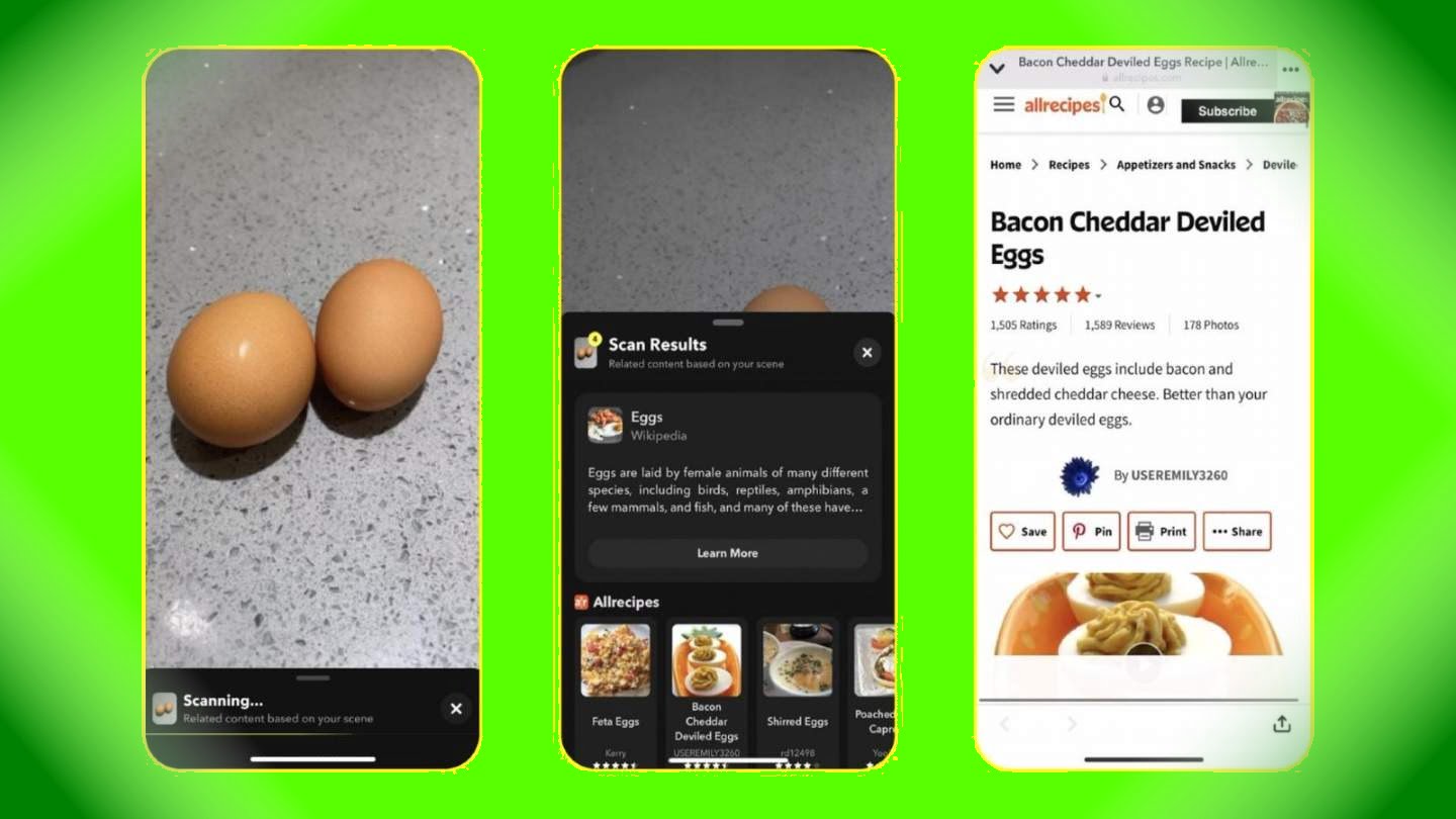 Snapchat : Food Scan trouve des recettes à partir de snaps d'ingrédients Snapchat : Food Scan trouve des recettes à partir de snaps d'ingrédients